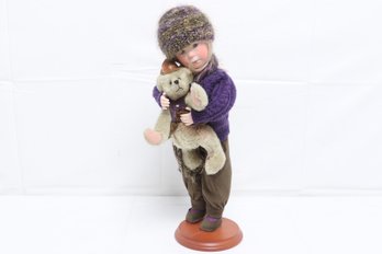 Collectible Designer Porcelain Doll With Taddy Bear - Great Detail