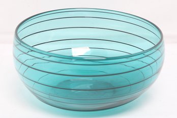 Vintage Handblown Blue Art Glass Bowl - Signed