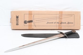 Sword Of The Black Baron W Black Leather Sheath - Bud K Corp - With Box