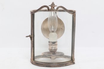 Vintage Silver Plate Wall Sconce Glass Shade Single Light Fixture