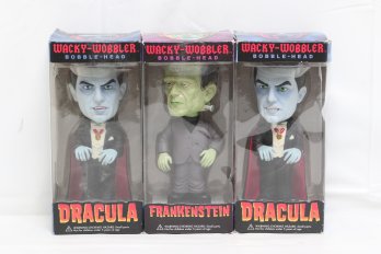 3 Funko Wacky Wobbler Bobbleheads - Universal Movie Monsters New In Package
