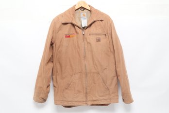 Carhartt Tan Work Jacket Fuel Flex Patch Zip Front Mens XL