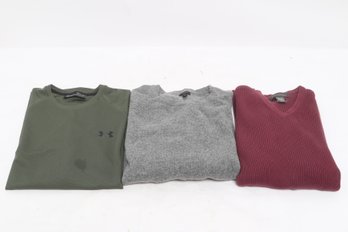 Lot Of 3 Men's XL Shirts & Sweater Under Armour, J. Crew, Banana Republic