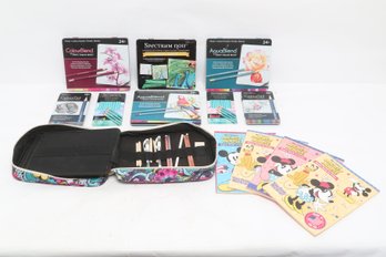Spectrum Noir Colored Pencil Art Set W/ Cases & Disney Coloring Books Lot