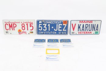 Mixed License Plate Lot CT, Maine Veteran, Newfoundland & Vanity Mini Plates