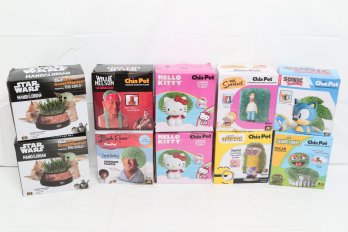 Various Licensed Chia Pet Decorative Planters - New In Boxes