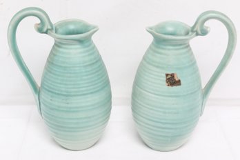 Pair Of Vintage Stangl Pottery Pitchers - One With Original Label