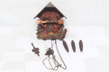 Vintage German E. Schmeckenbecher Black Forest Cuckoo Clock With Musical Sawmill