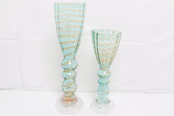 Set Of Two Large Glass Vases