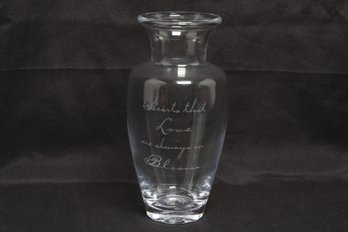 Simon Pearce Etched Crystal Vase Hearts That Love Are Always In Bloom