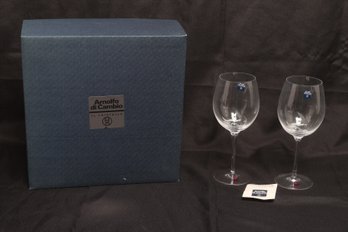 Arnolfo Di Cambio Italian Crystal Red Wine Glasses Pair W/ Box