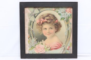 Portrait Of A Young Girl  Antique Print