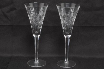Pair Of Waterford Crystal Colleen Tall Champagne Flutes