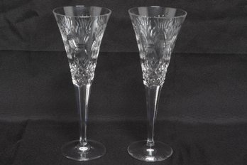 Pair Of Waterford Crystal Colleen Tall Champagne Flutes