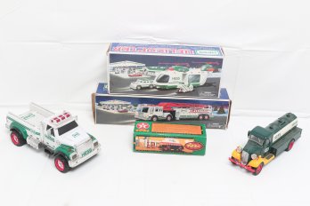 Group Of Five Collectible Vintage  Hess Trucks