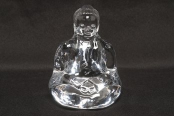 Simon Pearce Hand Blown Glass Buddha Figure Clear Meditating Sculpture