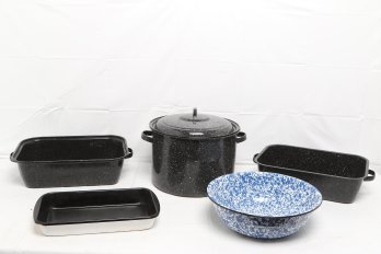 Group Of Vintage Enamelware Cookware