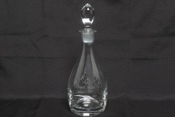 Sterling Cut Glass Sand Hills Etched Decanter With Stopper New Unused