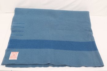 Vintage Hudson Bay 4 Point Blue Wool Stripe Blanket