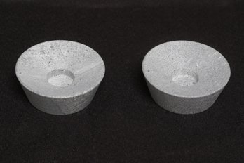 Simon Pearce Pair Stone Candle Holders Minimalist Votive Holders (2)