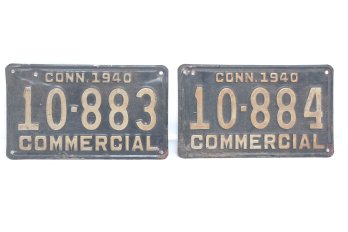 Two Vintage  1940 Collectible License Plates