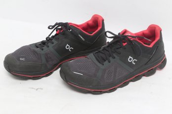 On Running Cloud Men's Black Red Athletic Sneakers Size 10 US Performance Shoes
