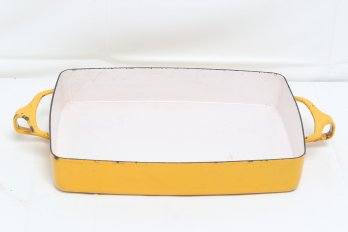 Vintage 1980's Dansk France Cookware Yellow Enamel Casserole Lasagna Pan
