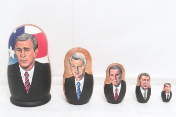 Vintage US Presidents Wood Nesting Dolls