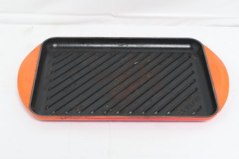 La Creuset 32cm Cast Iron Rectangular Grill Pan In Volcanic Orange