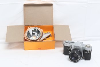 Vintage Ricoh Singlex SLX 35mm Camera Together With New Vintage  Kodak Camera Flash In Box