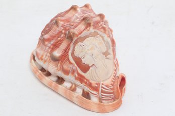Vintage Hand Carved Cameo Shell Lady Profile Decorative Coastal Decor