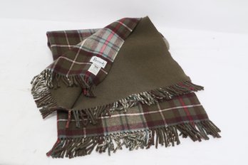 Harrods Of London Lambswool Plaid Throw Blanket 33' X 48' Fringe Edges