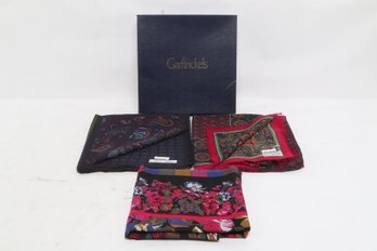 Garfinkels 100% Wool Scarf Lot Paisley & Floral Patterns With Original Box (3)