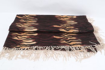 Agnona Brown Animal Print 100% Cashmere Fringe Scarf Wrap 52' X 52'
