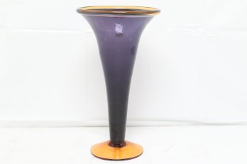 12' Blenko Art Glass Vase With Original Sticker