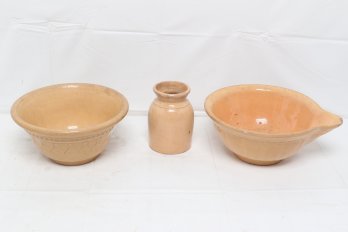 Group Of Antique Yellowware Pottery