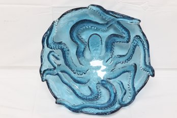 Large Octopus Design Heavy Art Glass Bowl