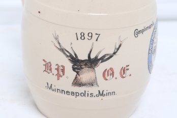 Antique Pre-Prohibition 1897 Minneapolis Brewing Co. Villeroy & Boch Germany Pottery Beer Mug