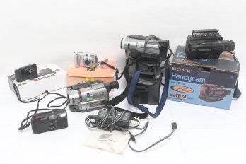 Group Of Vintage Cameras Mostly Sony And Canon
