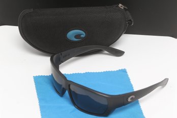 Costa Del Mar Tuna Alley Polarized Sunglasses Black Frame Blue Lenses Case