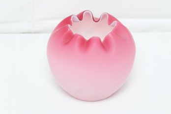 Antique Mt Washington Pink Satin Cased Glass Rose Bowl