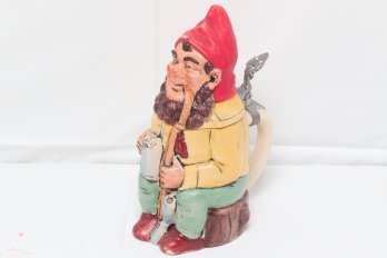 Vintage Gesetzlich Geschutzt Gnome Figural Beer Stein From Germany