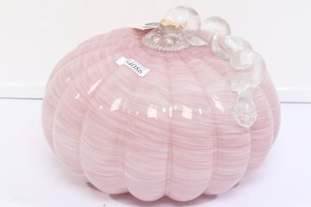 Handblown Pink Glass Pumpkin