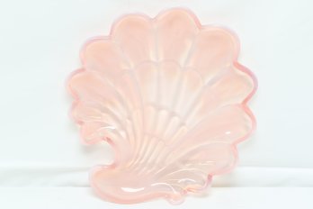 Duncan Miller Pink Opalescent Sanibel Clam Shell Glass Platter