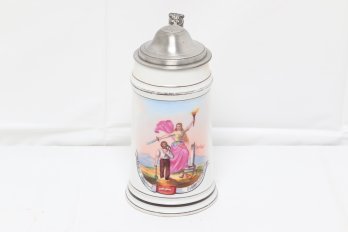 Antique Hand Painted Lithophane German Stein
