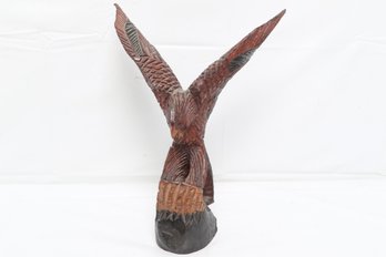 Vintage Hand-carved Wooden Sculpture Of A Bold Eagle