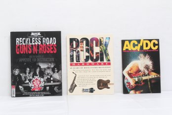 Group Of Three Rock Music Books  AC/DC Etc.