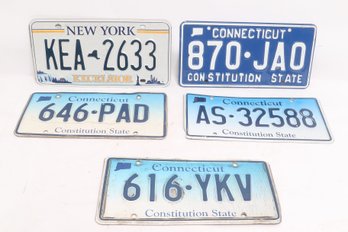Vintage License Plate Lot Connecticut & New York Mixed Plates (5)