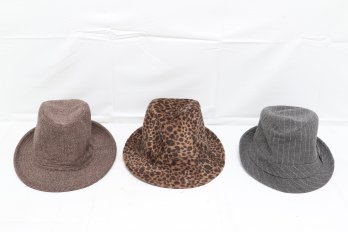 3 Fedora Hats Including Calvin Klein
