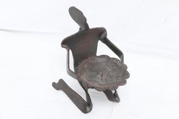 Brutalist Cast Iron Metal Sculpture Candle Holder